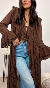 Blusa Volantes Larga Chocolate